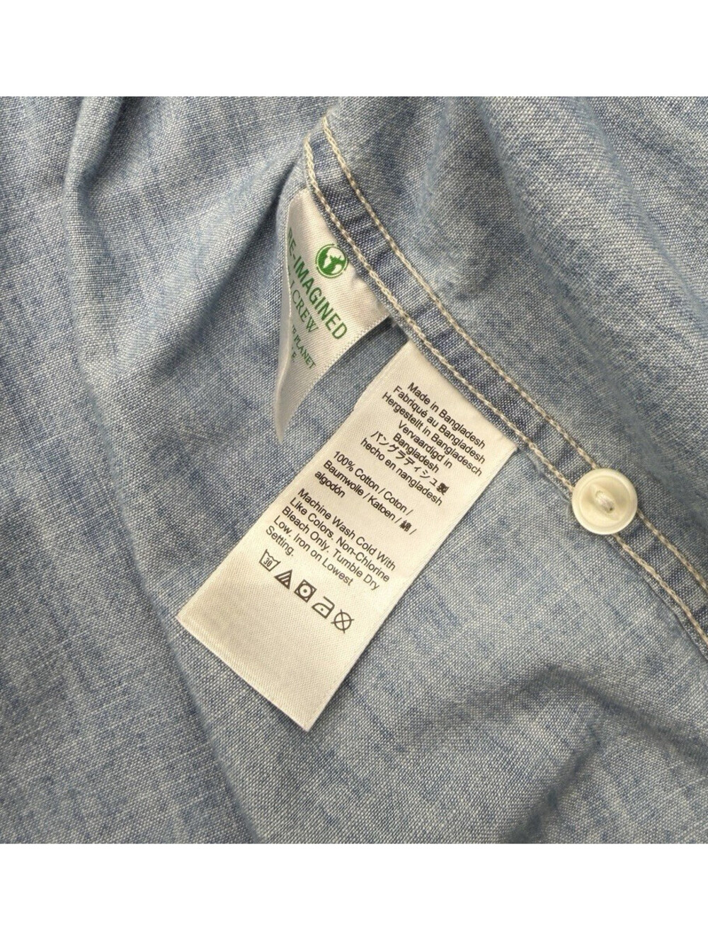 J. Crew Every Stich Considered Button-Up Shirt Organic Cotton Chambray Size M - Picture 5 of 5